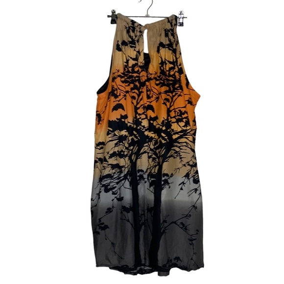 𝅺T22 Madison Paige II Fall Midi Dress Orange Black Ombre with tree shadow - Picture 4 of 13